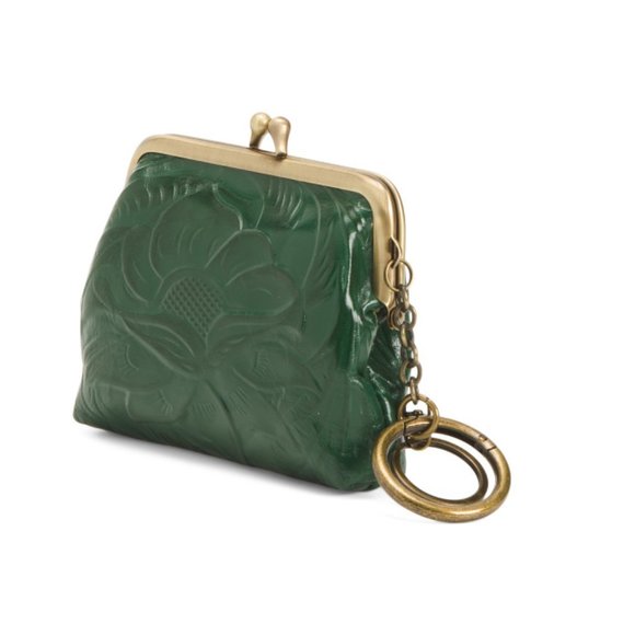 PATRICIA NASH Soft Green Leather Borse Tooled Large Coin Purse - Picture 2 of 2